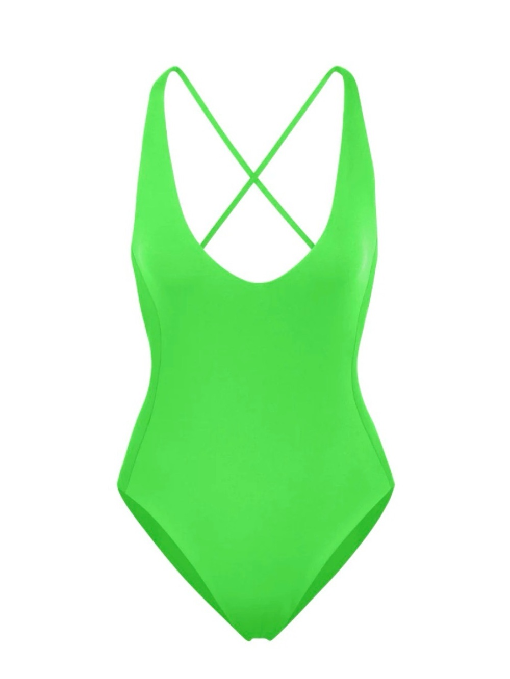 Left On Friday Neon Green Crisscross Back One-Piece Swimsuit